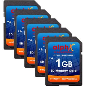 AlphX 1gb SD Secure Digital Memory Cards, Pack of 5 - Compatible with Canon Nikon Sony Pentax Kodak Olympus Panasonic and All Digital Cameras