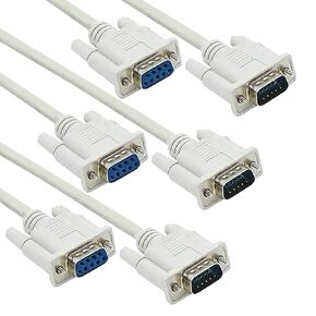 3Pack 8.2ft/2.5m RS232 Cable White DB9 RS232 Male to Female Serial Cable Straight Through Adapter Wire for Connect Various Serial Interface Devices
