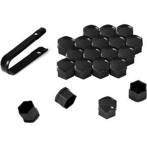 20PCS Wheel Nut Covers Lug Bolt Caps, 19mm/0.75" Vinyl Tire Bolt Replacement Cover,Universal Auto Hub Screw Dust Protect Caps with Removal Tool (Black)