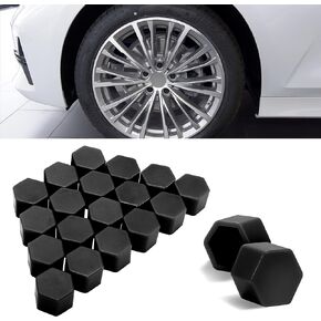 TOMALL 20pcs 19mm Silicone Wheel Lug Nut Covers Hub Screw Rim Bolt Rustproof Tyres Screw Caps Protection Universal Decoration for Car (Black)