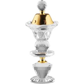 Kokorona Crystal Incense Burner Bakhoor Burner Arabian Diffuser Frankincense Resin Burner Home Deco Aromatherapy Ornament for Yoga Meditation Spa, Flower-Shape L