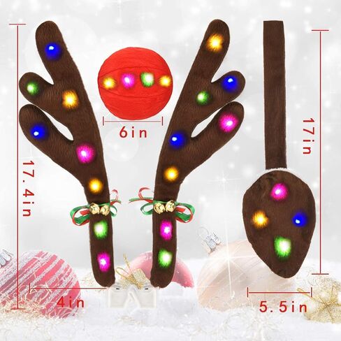 Car Reindeer Rudolph Reindeer Kit for Car - Window Roof-Top & Grille Christmas Reindeer Vehicle Kit for Any Vehicle Auto Decoration Kit in Saudi Arabia