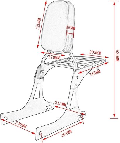 مسند ظهر من الكروم Sissy Bar مع رف أمتعة مريح متوافق مع Harley Dyna Street Bob Wide Glide Super Glide Custom Low Rider fxdc fxdl in Kuwait