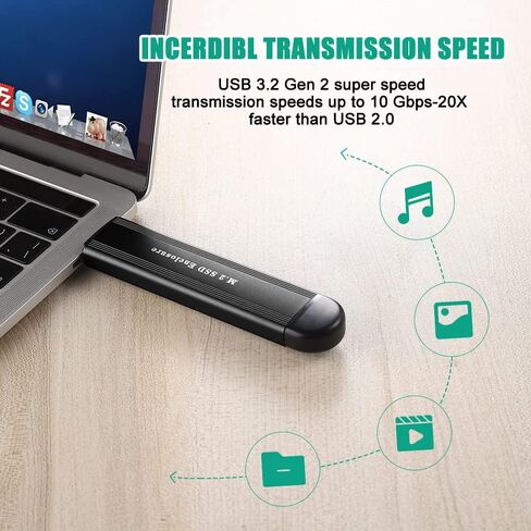 حاوية M.2 NVME SSD، ومحول محرك الأقراص الصلبة USB 3.0 وUSB-C خارجي NGFF، يدعم مفتاح M.2 M-Key/B+M 2230/2242/2260/2280 Nvme SATA SSD، متوافق مع الهواتف الذكية ونظام التشغيل Windows وMacOS in Kuwait
