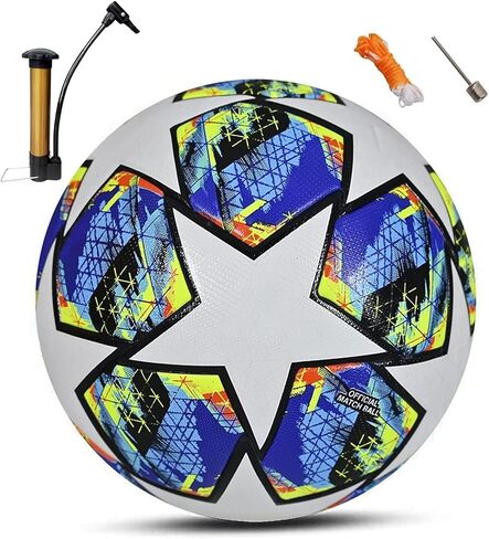 Champions League Soccer Ball, Regular Size 5 Soccor Ball with Professional PU Leather，Indoor and Outdoor Soccer Training Ball，Birthday Gift in Saudi Arabia