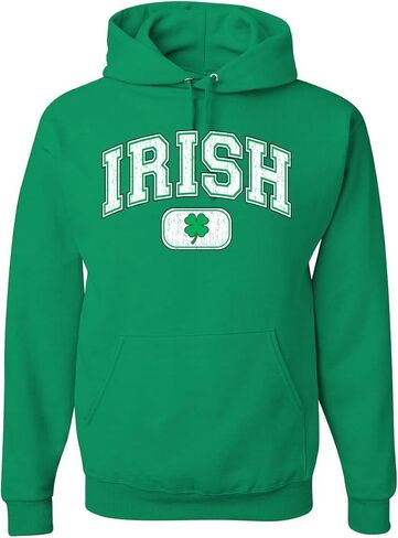 سويت شيرت بغطاء للرأس برسومات كلاسيكية للجنسين من Wild Bobby Vintage Irish Shamrock الكلاسيكي لعيد القديس باتريك in Kuwait
