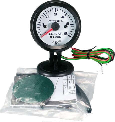 MOTOR METER RACING 52mm 2-1/16" Universal Tachometer for Diesel Engine Alternator 6000 RPM Black Dial in Dash in Kuwait