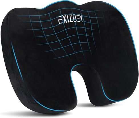 Office & Car Seat Cushion, Non-Slip Sciatica & Back Coccyx Tailbone Pressure Relief Seat Cushion Chair Pad, Memory Foam Butt Pillow for Computer Desk, Wheelchair, Driving (Black) in Saudi Arabia