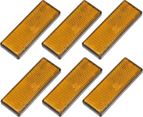 X AUTOHAUX 6 Pcs Rectangular Stick-on Safety Spoke Reflective Self Adhesive Reflector for Gate Posts Cars Trailer Motorcycle Trucks Boat Bicycle Bike Orange in Kuwait