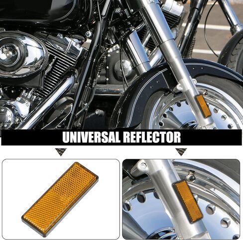 X AUTOHAUX 6 Pcs Rectangular Stick-on Safety Spoke Reflective Self Adhesive Reflector for Gate Posts Cars Trailer Motorcycle Trucks Boat Bicycle Bike Orange in Kuwait