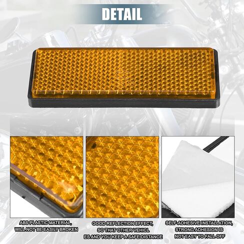 X AUTOHAUX 6 Pcs Rectangular Stick-on Safety Spoke Reflective Self Adhesive Reflector for Gate Posts Cars Trailer Motorcycle Trucks Boat Bicycle Bike Orange in Kuwait