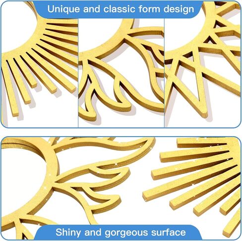 3 Pieces Gold Round Mirrors for Wall Decor,Wood Wall Mirrors Home Décor (Gold) in Saudi Arabia