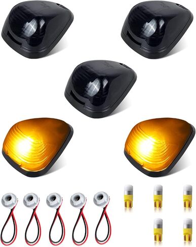5 قطع من مصابيح الكابينة LED ذات العدسات المدخنة ومصابيح علامة التخليص العلوية مع قواعد مآخذ ومصابيح بيضاء متوافقة مع Ford F250 F350 F450 F550 Super Duty 1999-2007 و2011-2016 in Kuwait