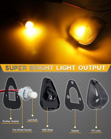 5 قطع من مصابيح الكابينة LED ذات العدسات المدخنة ومصابيح علامة التخليص العلوية مع قواعد مآخذ ومصابيح بيضاء متوافقة مع Ford F250 F350 F450 F550 Super Duty 1999-2007 و2011-2016 in Kuwait