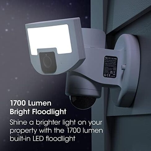 Philex Security Light Motion Outdoor, Motion Sensor, 1700 Lumen Floodlight, WiFi Camera with App Control, IP65 Weatherproof with 3 Zone Intruder Detection, 210° Field of Vision in Saudi Arabia
