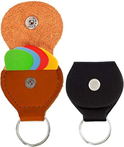 Performore Guitar Pick Keychain Holder, 2 Pcs Multicolor Leather Guitar Pick Holders with Metal Snap Closure, Store and Organize Music Accessories for Musicians in Saudi Arabia