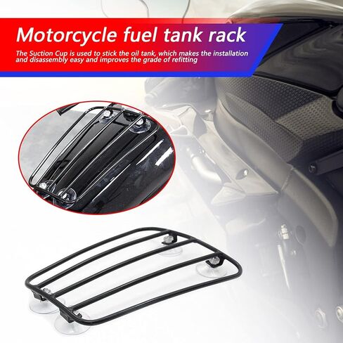 Keenso Motorcycle Fuel Tank Roof Rack, Universal Motorcycle Retro Style Luggage Carrier Bracket Suction Cup Type Baggage Holder Rack(Black) Other in Saudi Arabia