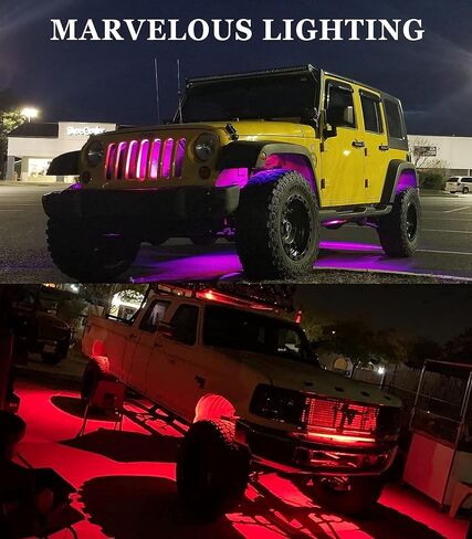أضواء الصخور MagicRGB للشاحنات، iccar 16 Pods LED أضواء الصخور لJeep UTV ATV التحكم الذكي في التطبيقات مزامنة الموسيقى 200 وضع ديناميكي مقاوم للماء مع أجهزة تحكم عن بعد مزدوجة تحت الوهج أضواء الصخور لشاحنة جيب اللاسلكية in Saudi Arabia