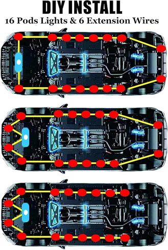 أضواء الصخور MagicRGB للشاحنات، iccar 16 Pods LED أضواء الصخور لJeep UTV ATV التحكم الذكي في التطبيقات مزامنة الموسيقى 200 وضع ديناميكي مقاوم للماء مع أجهزة تحكم عن بعد مزدوجة تحت الوهج أضواء الصخور لشاحنة جيب اللاسلكية in Saudi Arabia