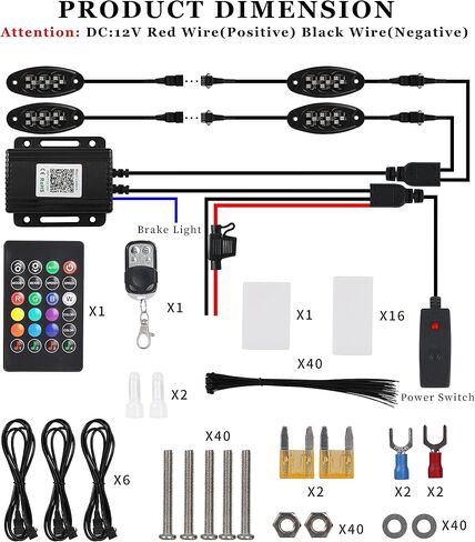 أضواء الصخور MagicRGB للشاحنات، iccar 16 Pods LED أضواء الصخور لJeep UTV ATV التحكم الذكي في التطبيقات مزامنة الموسيقى 200 وضع ديناميكي مقاوم للماء مع أجهزة تحكم عن بعد مزدوجة تحت الوهج أضواء الصخور لشاحنة جيب اللاسلكية in Saudi Arabia