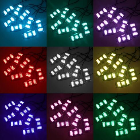 SUNPIE 8 Pods Triple Angle RGBW Rock Lights High Power Aluminium Metal Underglow Lights Wheel Well Lights with Phone App Remote Control Voice Mode Music Mode for Off Road Truck SUV ATV UTV Boats in Saudi Arabia