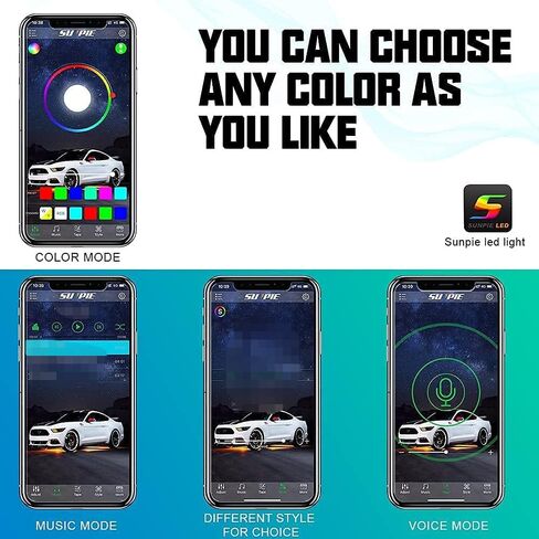 SUNPIE 8 Pods Triple Angle RGBW Rock Lights High Power Aluminium Metal Underglow Lights Wheel Well Lights with Phone App Remote Control Voice Mode Music Mode for Off Road Truck SUV ATV UTV Boats in Saudi Arabia