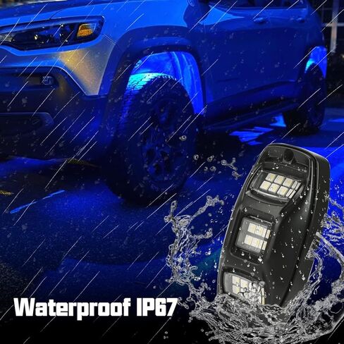 SUNPIE 8 Pods Triple Angle RGBW Rock Lights High Power Aluminium Metal Underglow Lights Wheel Well Lights with Phone App Remote Control Voice Mode Music Mode for Off Road Truck SUV ATV UTV Boats in Saudi Arabia