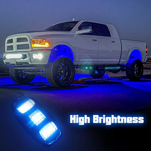 SUNPIE 8 Pods Triple Angle RGBW Rock Lights High Power Aluminium Metal Underglow Lights Wheel Well Lights with Phone App Remote Control Voice Mode Music Mode for Off Road Truck SUV ATV UTV Boats in Saudi Arabia