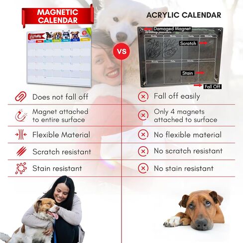 Dry Erase Magnetic Calendar for Refrigerator (3 Sets), Monthly, Weekly & Grocery Planner Whiteboards - Perfect Board Magnet Calendars for Fridge, Wall - 5 Color Markers & 1 Eraser - PerfectsGift. in Saudi Arabia