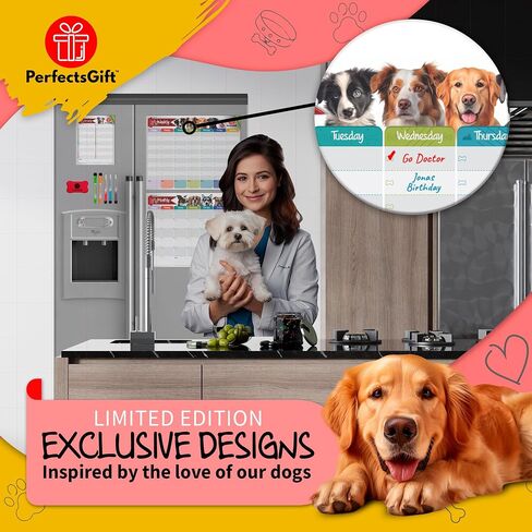 Dry Erase Magnetic Calendar for Refrigerator (3 Sets), Monthly, Weekly & Grocery Planner Whiteboards - Perfect Board Magnet Calendars for Fridge, Wall - 5 Color Markers & 1 Eraser - PerfectsGift. in Saudi Arabia