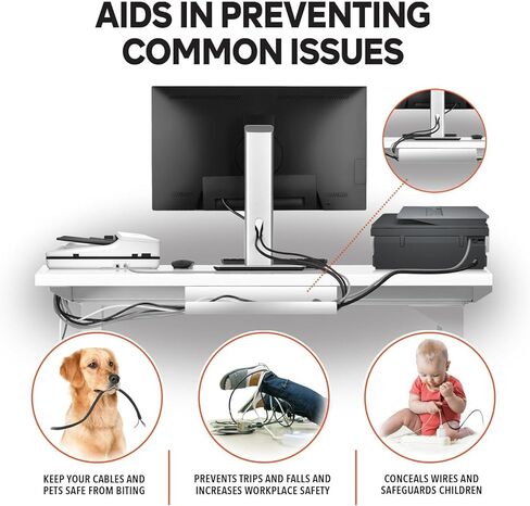 Under Desk Cable Management Tray - Metal Wire Organiers for Office and Home - Power Strip Holder - White 23.6 inch in Kuwait