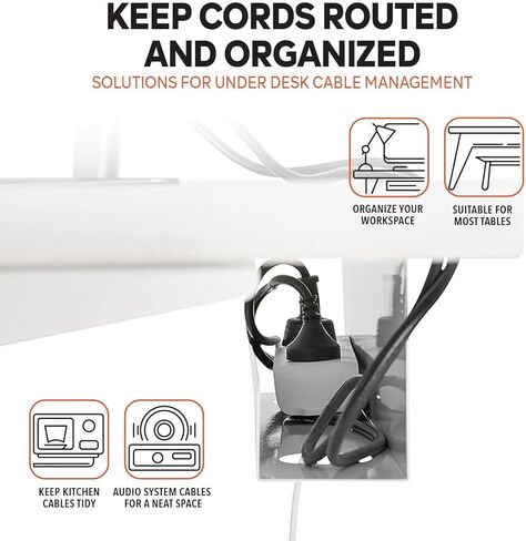 Under Desk Cable Management Tray - Metal Wire Organiers for Office and Home - Power Strip Holder - White 23.6 inch in Kuwait