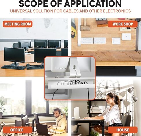 Under Desk Cable Management Tray - Metal Wire Organiers for Office and Home - Power Strip Holder - White 23.6 inch in Kuwait