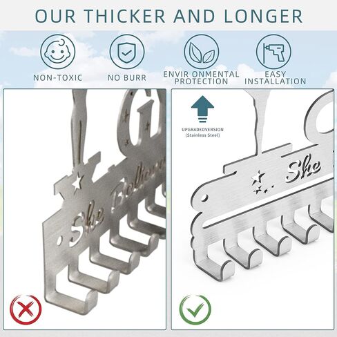 Gymnastics Medal Hanger Display for Girls, Stainless Steel Bow Holder Wall Mount for Over 20 Medals and Ribbons, Screws and Anchors Included, 5.2 x 15.7 inches in Kuwait