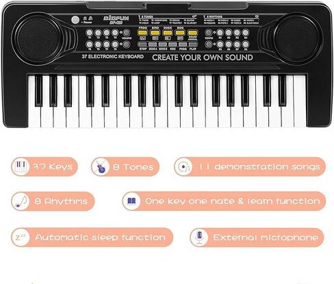 Electric Piano Beginner Musical Keyboard with Microphone Dual Power Supply System USB Charging or Batteries (Battery Not Included) in Saudi Arabia