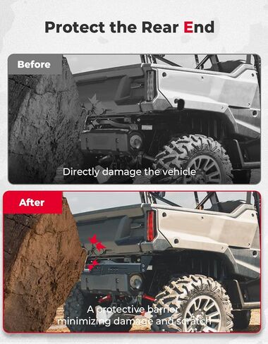 KEMIMOTO Rear Bumper with LED Light Compatible with Pioneer 1000 2016-2023, Pioneer 1000-6 2023-2024, Steel Tubing, Impact Resistant Rear Guard, Water-Resistant Bright View, Protection Accessories in Saudi Arabia
