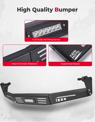 KEMIMOTO Rear Bumper with LED Light Compatible with Pioneer 1000 2016-2023, Pioneer 1000-6 2023-2024, Steel Tubing, Impact Resistant Rear Guard, Water-Resistant Bright View, Protection Accessories in Saudi Arabia