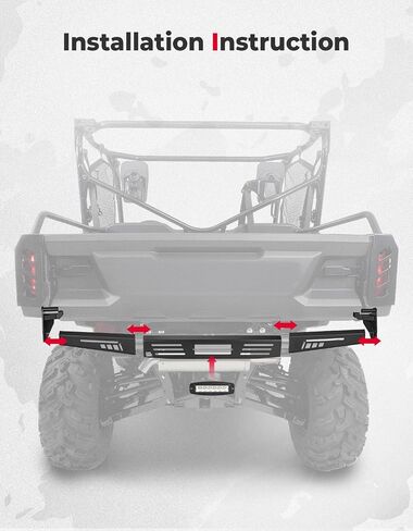 KEMIMOTO Rear Bumper with LED Light Compatible with Pioneer 1000 2016-2023, Pioneer 1000-6 2023-2024, Steel Tubing, Impact Resistant Rear Guard, Water-Resistant Bright View, Protection Accessories in Saudi Arabia