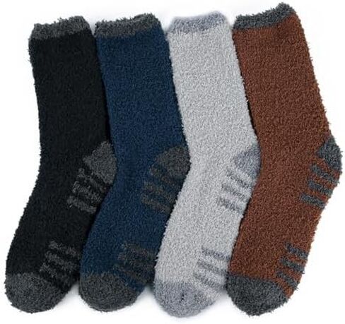 Mens Fuzzy Slipper Socks Fluffy Cozy Socks Unisex Winter Warm Sleep Socks Crew Fleece Socks Women in Saudi Arabia