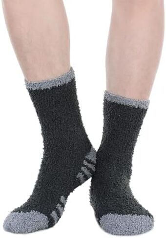 Mens Fuzzy Slipper Socks Fluffy Cozy Socks Unisex Winter Warm Sleep Socks Crew Fleece Socks Women in Saudi Arabia