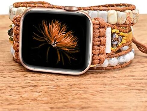 Handmade Boho Watch Band Compatible with Apple Watch 49MM 45MM 44MM 42MM 41MM 40MM 38MM Beaded Wrap Bracelet for iWatch Ultra, Series SE/9/8/7/6/5/4/3/2/1, Fancy Strap for Women in Saudi Arabia