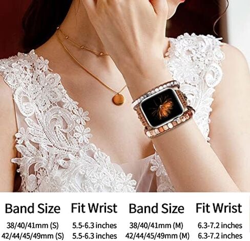 Handmade Boho Watch Band Compatible with Apple Watch 49MM 45MM 44MM 42MM 41MM 40MM 38MM Beaded Wrap Bracelet for iWatch Ultra, Series SE/9/8/7/6/5/4/3/2/1, Fancy Strap for Women in Saudi Arabia