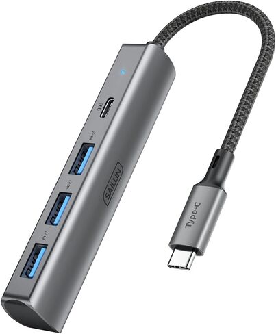 موزع USB C، محور محول متعدد المنافذ SAILLIN 4 في 1 USB C مع 3 منافذ USB 3.0، توصيل طاقة 100 واط، غلاف ألومنيوم USB C/Thunderbolt 3 إلى USB 3.0 لأجهزة MacBook Pro/Air، iPad Pro، XPS، والمزيد in Kuwait