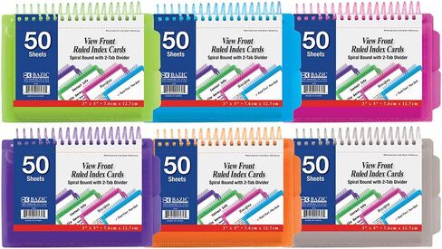 6 Pk, Index Cards (50 Sheets each) View Poly Spiral Bound 3" X 5" Ruled White Index Card With 2-Tab Divider (Colors May Vary) in Saudi Arabia