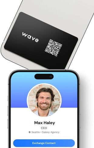 بطاقة عمل رقمية من Wave - بطاقة عمل NFC مع صنبور ذكي للجزء الخلفي من الهاتف - رمز QR وعلامة NFC لتبادل معلومات الاتصال الاحترافية والوسائط الاجتماعية والمواقع الإلكترونية والمزيد (iPhone وAndroid) in Kuwait