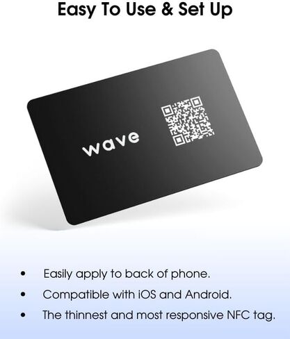 بطاقة عمل رقمية من Wave - بطاقة عمل NFC مع صنبور ذكي للجزء الخلفي من الهاتف - رمز QR وعلامة NFC لتبادل معلومات الاتصال الاحترافية والوسائط الاجتماعية والمواقع الإلكترونية والمزيد (iPhone وAndroid) in Kuwait