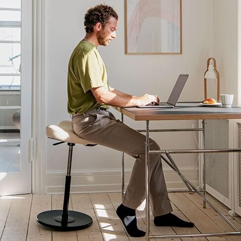 Varier Move Tilting Saddle Stool (Black Revive Fabric with Natural Ash Base) in Saudi Arabia