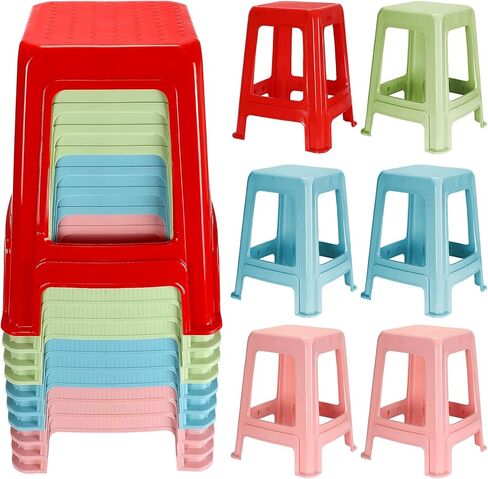 10 Pieces Stackable Classroom Stools 18 Inch Plastic Stools Step Stool Nesting Stools Colorful Plastic Seat Light Duty Large Plastic Stool for Students Classroom Home Office Shower Favors in Saudi Arabia