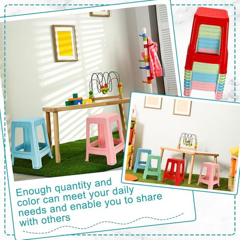 10 Pieces Stackable Classroom Stools 18 Inch Plastic Stools Step Stool Nesting Stools Colorful Plastic Seat Light Duty Large Plastic Stool for Students Classroom Home Office Shower Favors in Saudi Arabia