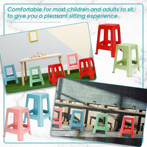 10 Pieces Stackable Classroom Stools 18 Inch Plastic Stools Step Stool Nesting Stools Colorful Plastic Seat Light Duty Large Plastic Stool for Students Classroom Home Office Shower Favors in Saudi Arabia